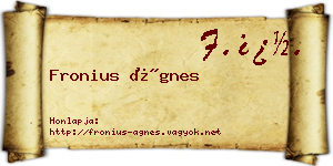 Fronius Ágnes névjegykártya